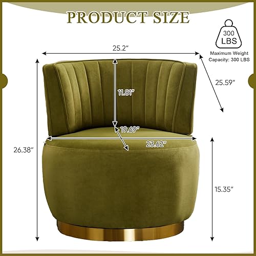Miniatura 2 de Silla giratoria de terciopelo, moderna silla decorativa tapizada, silla redonda giratoria de 360 con base de metal dorado, cómoda silla de brazo