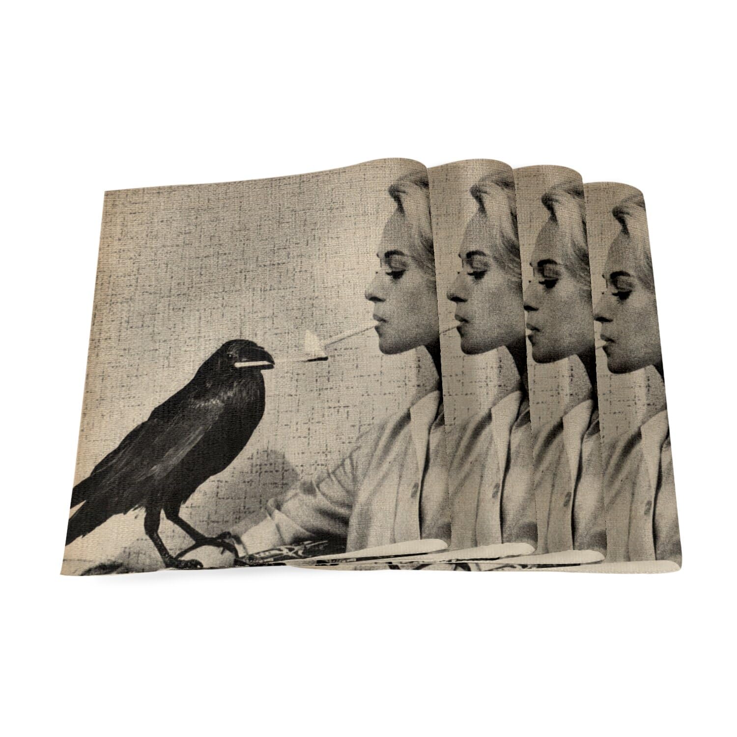 Set de table lin de qualité supérieure motif poster cinéma rétro les oiseaux