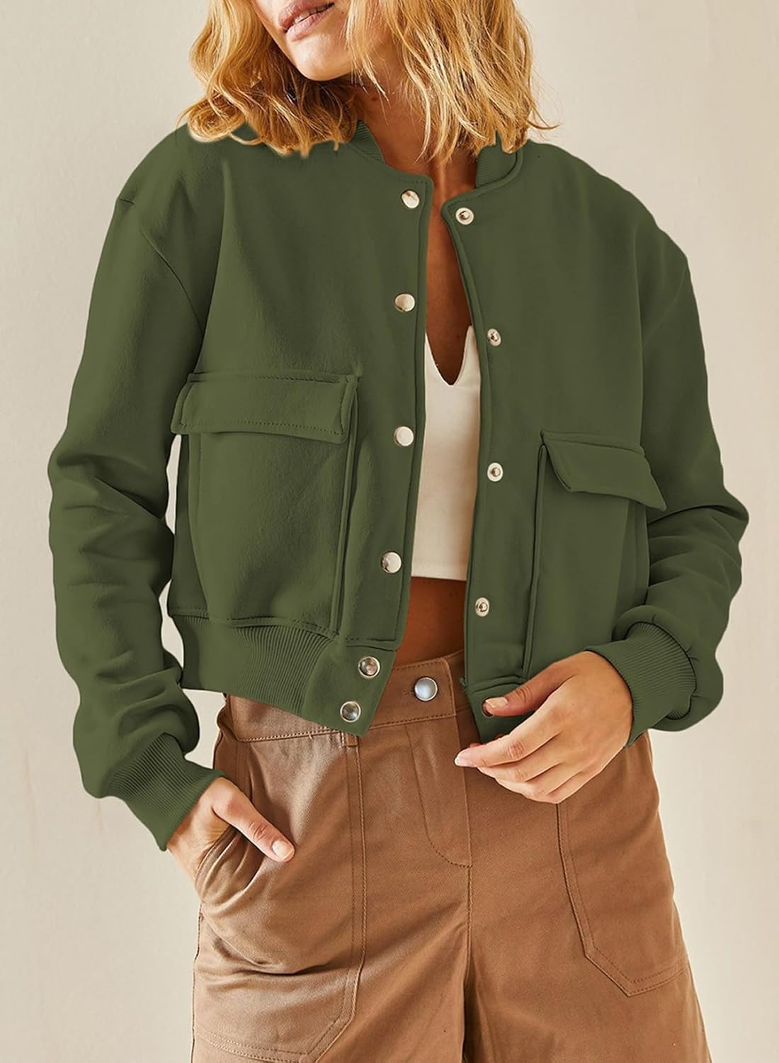 EVALESS Womens Crop Jacket Long Sleeve Shacket Lightweight Fall 2025 Casual Coat with Pockets - Image 5