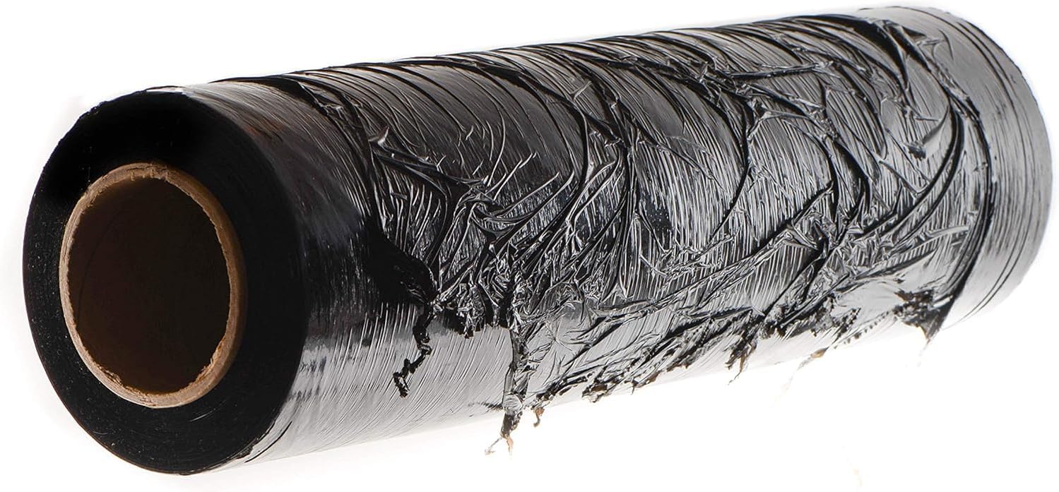 EcoQuality Black Stretch Film Shrink Wrap 18 in x 1500 FT - 80 Gauge Thick - Film Packing Wrap, Stretch Moving, Industrial Strength, Pallet Shrink Film, Great for Boxes, Moving, Furniture, Pallets (2)