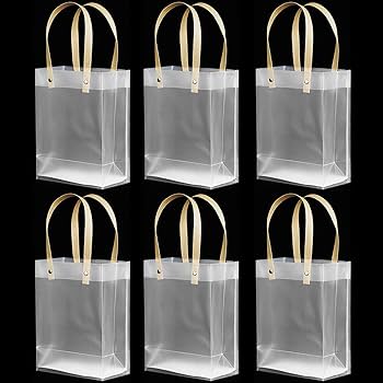 6 pezzi Sacchetti Regalo Trasparenti con Maniglie, Borsa da Regalo in  Plastica Trasparente, Sacchetti Trasparenti Riutilizzabili con Manico,  Borse Regalo per le Feste per Shopping, 14 x 18 x 7 cm :