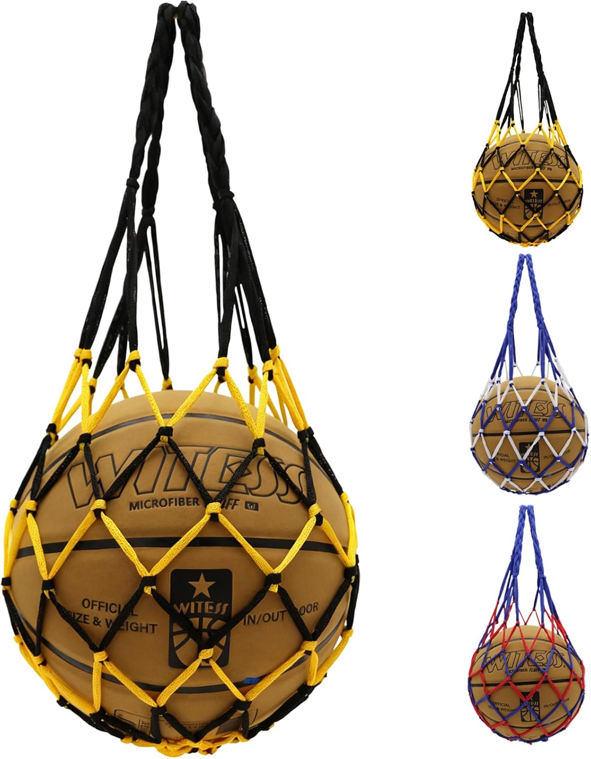 Basketball Bag Mesh Ball Bags 3 Pack- Durable Nylon Soccer Basketball Football Volleyball Ball Bag, Easy to Carry Sports Ball Equipment Storage