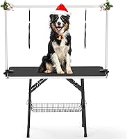 YITAHOME 46" Foldable Dog Grooming Table with Adjustable Arm, Non-Slip Desktop, Storage Tray & Noose - Portable Pet Bathing Station