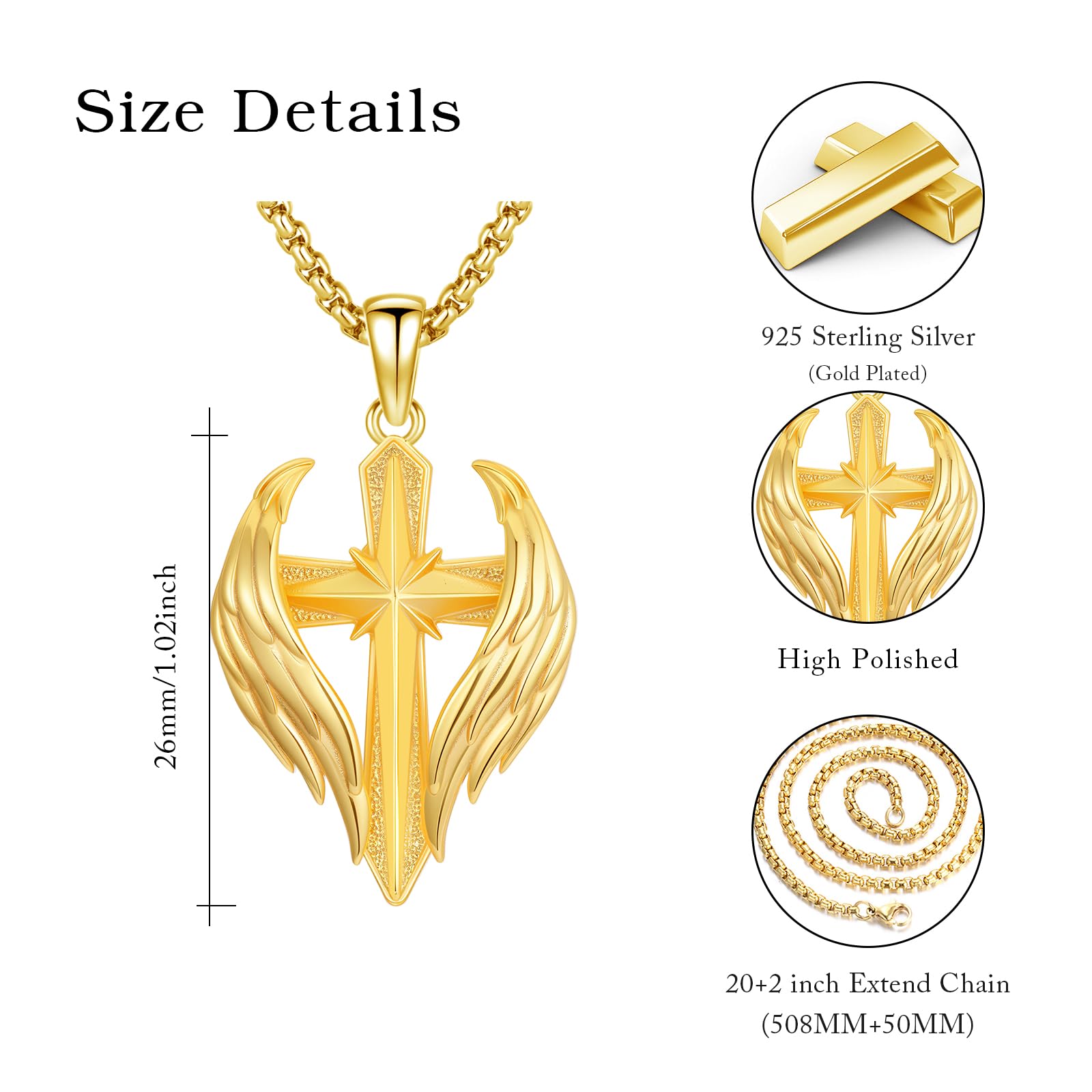 Cadena de cruz de plata de ley 925, colgante de crucifijo, joyas para hombres y mujeres, con cadena de acero inoxidable