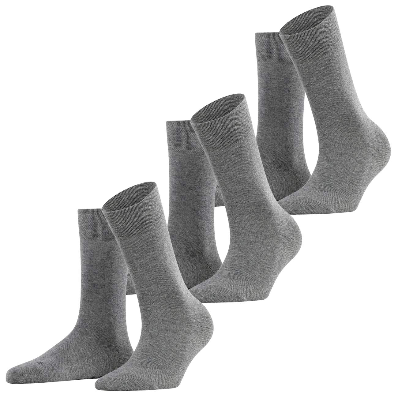 FALKE Damen Socken London Sensitive 3er Pack, Größe:35-38;Farbe:Light Grey Melange (3399)