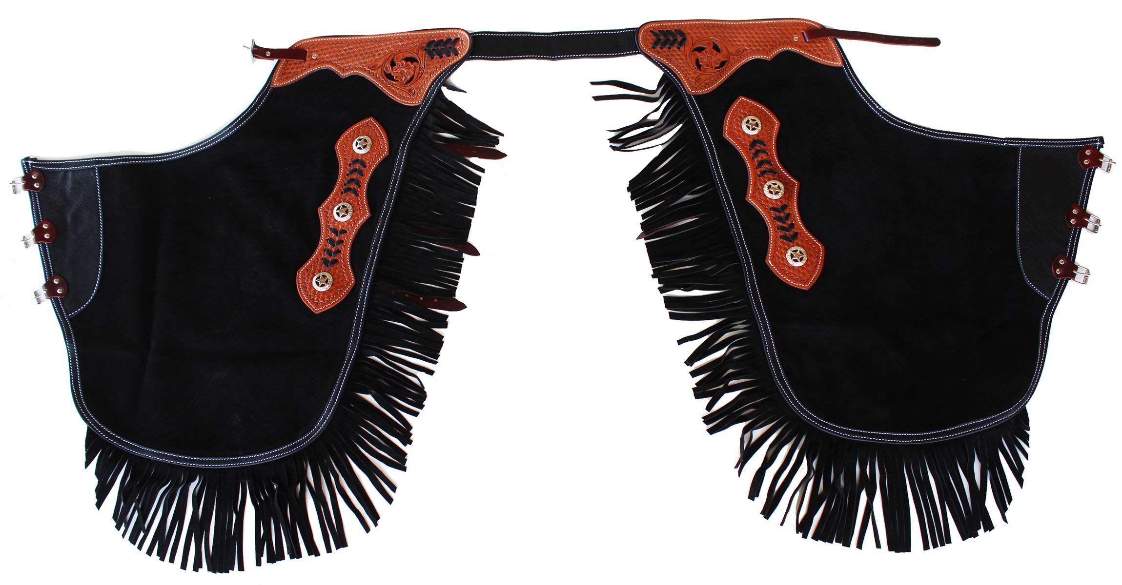 CHALLENGER M Horse Western Fashion Cowboy Rodeo Show Suede Leather Chinks 924J03BK