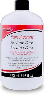 SuperNail Pure Acetone Nail Polish Remover, 16 oz - Pro Strength for Fast Removal of Gel, Acrylic & Dip Powder Nails