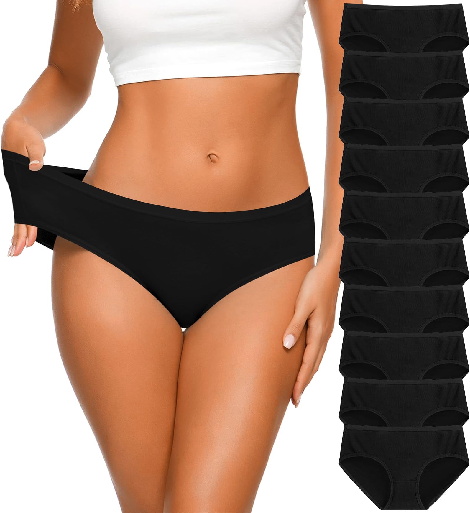 Women's Cotton Bikini Panties, High-Cut Full Coverage Stretch Cool Underwear for Women