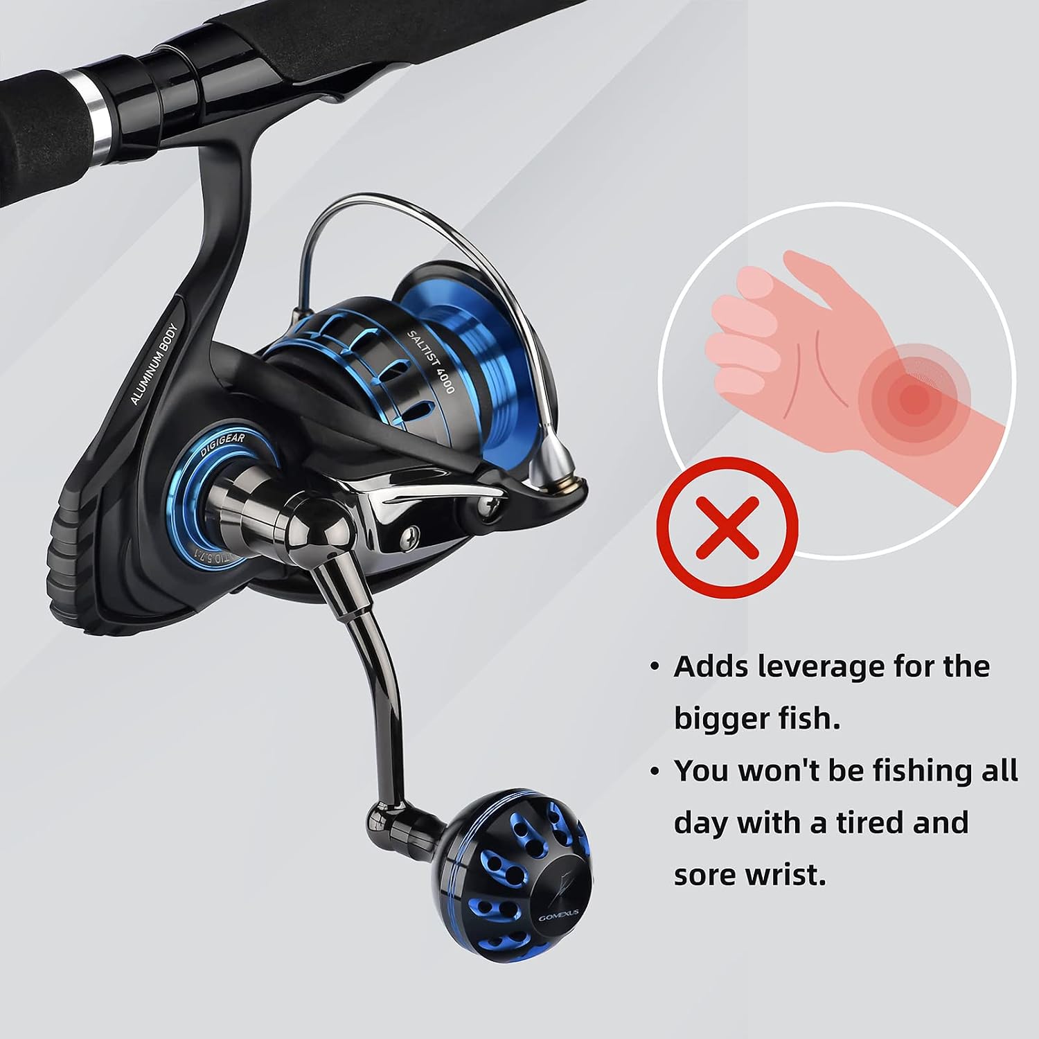 GOMEXUS Power Handle for Daiwa 16 Saltist 4000 4500 5000 22 Saltist MQ Spinning Reels
