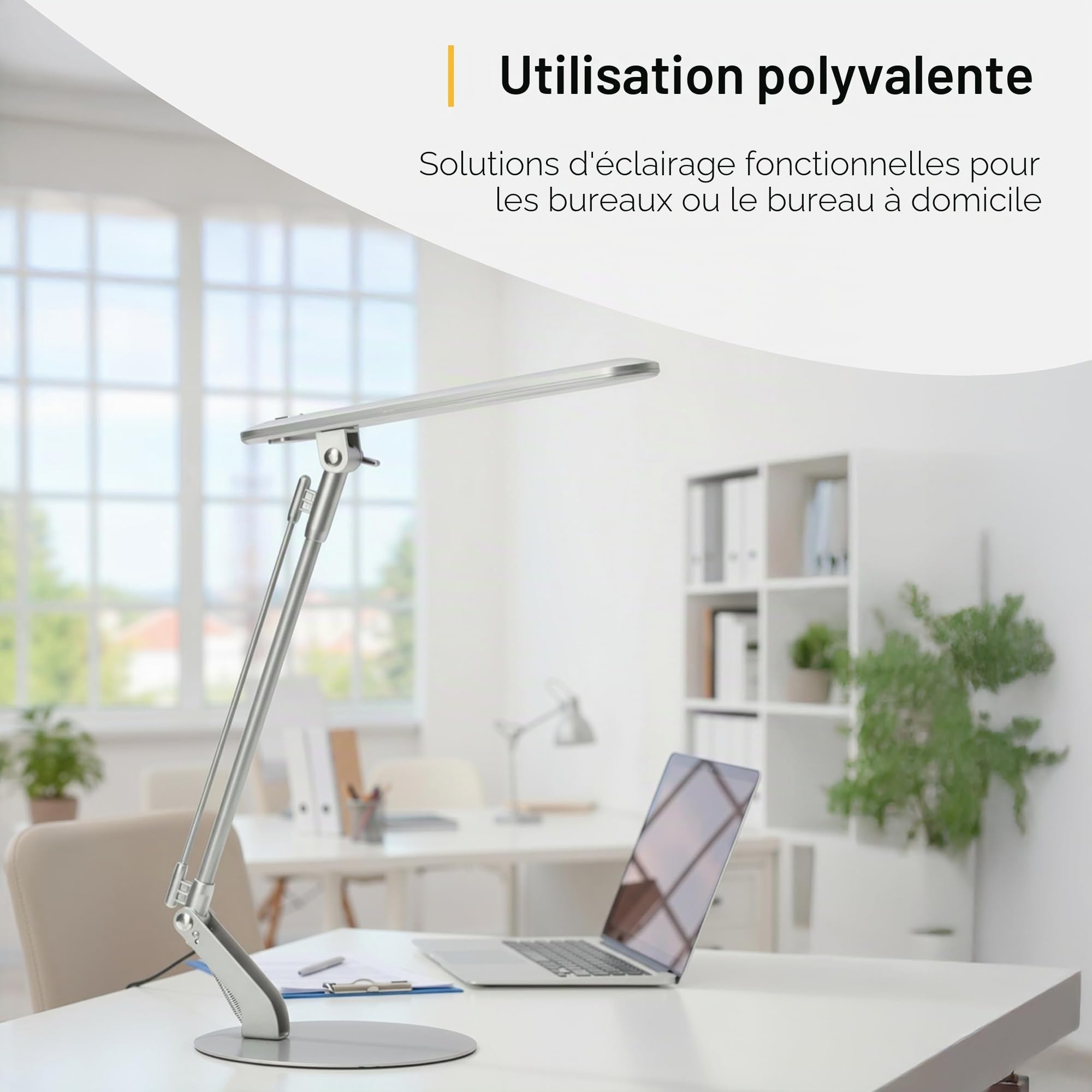 BRILLIANT lampe Brendan lampe de bureau LED titane | 1x LED 6W intégrée (SMD), (680lm, 4100K) | Échelle A ++ à E | Pressostat sur la tête, Gris