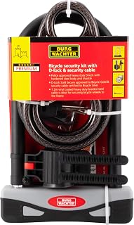 Burg Wächter Unisex's 1600 HB KIT Gold Sold Secure Bicycle D Lock, Black, Large-2.1M Cable