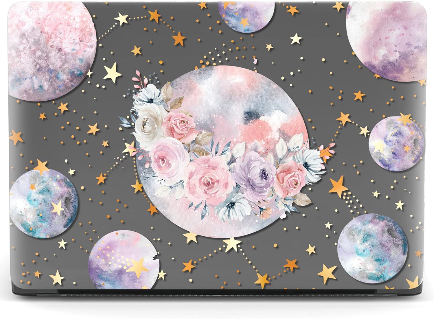 Mertak Hard Case Compatible with MacBook Pro 16 14 Air 15 13 inch M3 M2 M1 Mac 2024 2023 2022 2018 Laptop Plastic Celestial Clear Blossom Touch Bar Constellation Floral Planets Phases Stars Witchy
