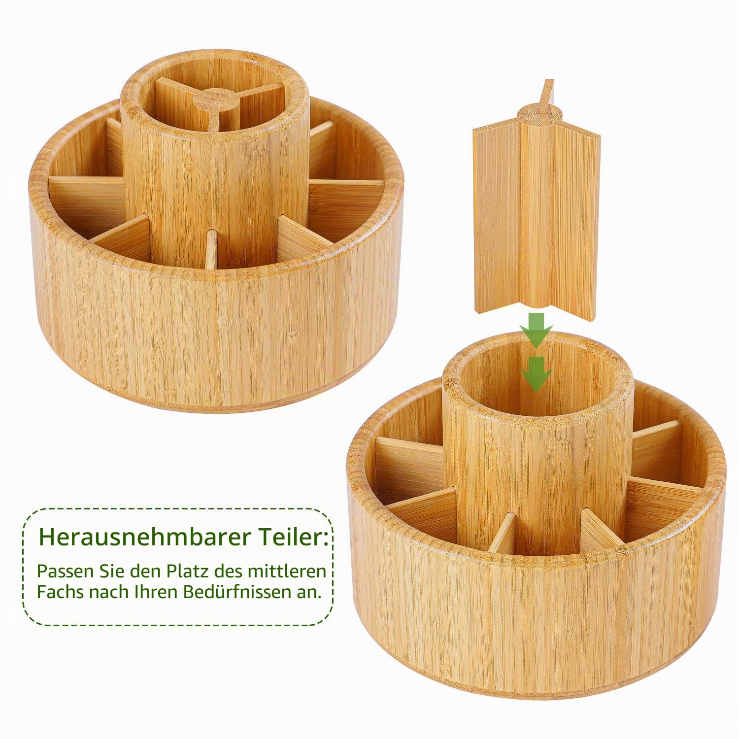 Utoplike Bamboo Desk Organizer, Schreibtisch Organizer, große Kapazität Pen Holder Lagerung für Bleistifte, Farbstifte, Pinsel, 360 Grad drehbar Büro Veranstalter, Holz Farbe