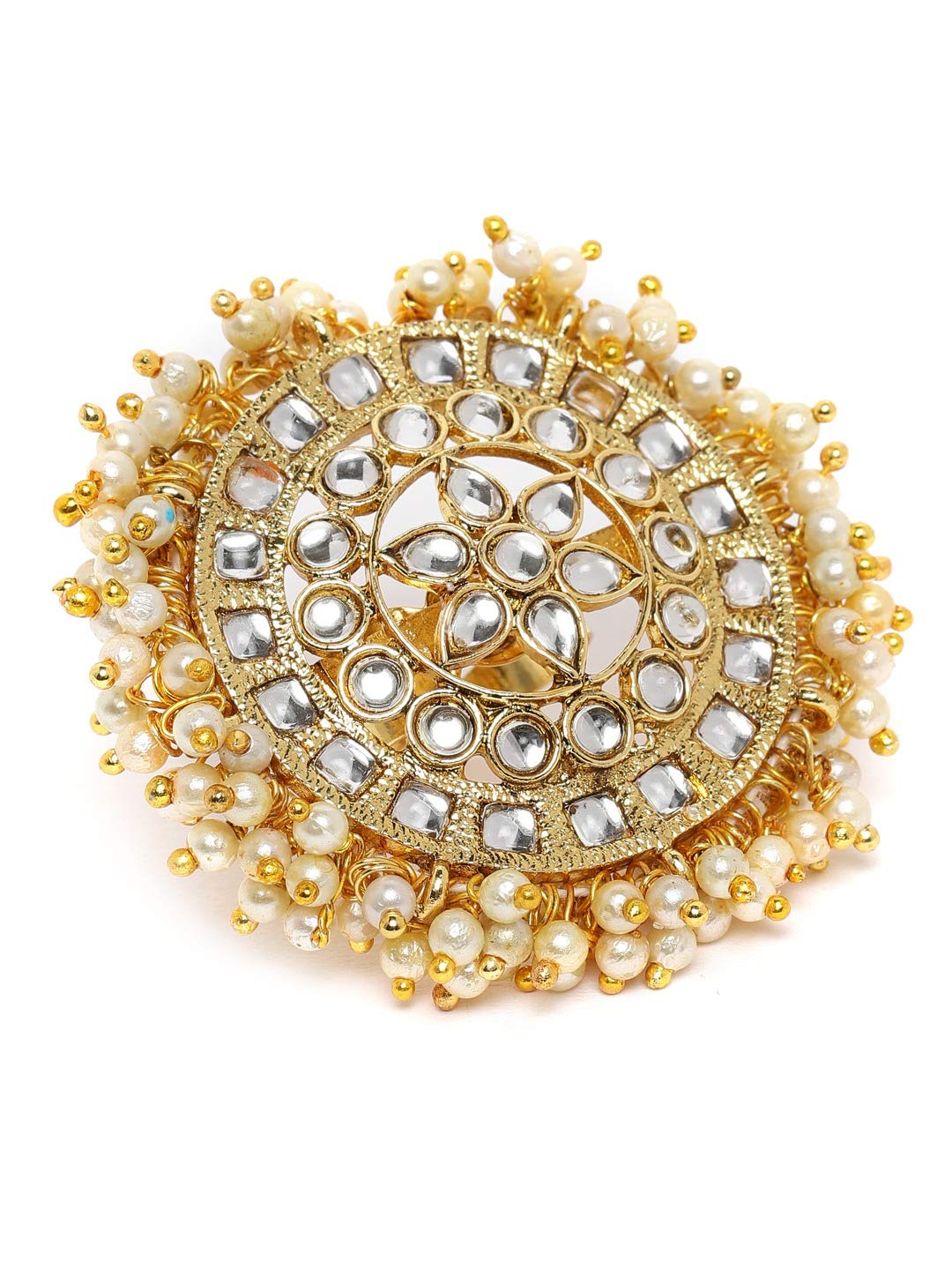 ZAVERI PEARLS Gold Tone Clustered Pearls Circular Kundan Adjustable Finger Ring For Women-ZPFK9860 (B08PPM8YZG) Amazon Price History, Amazon Price Tracker