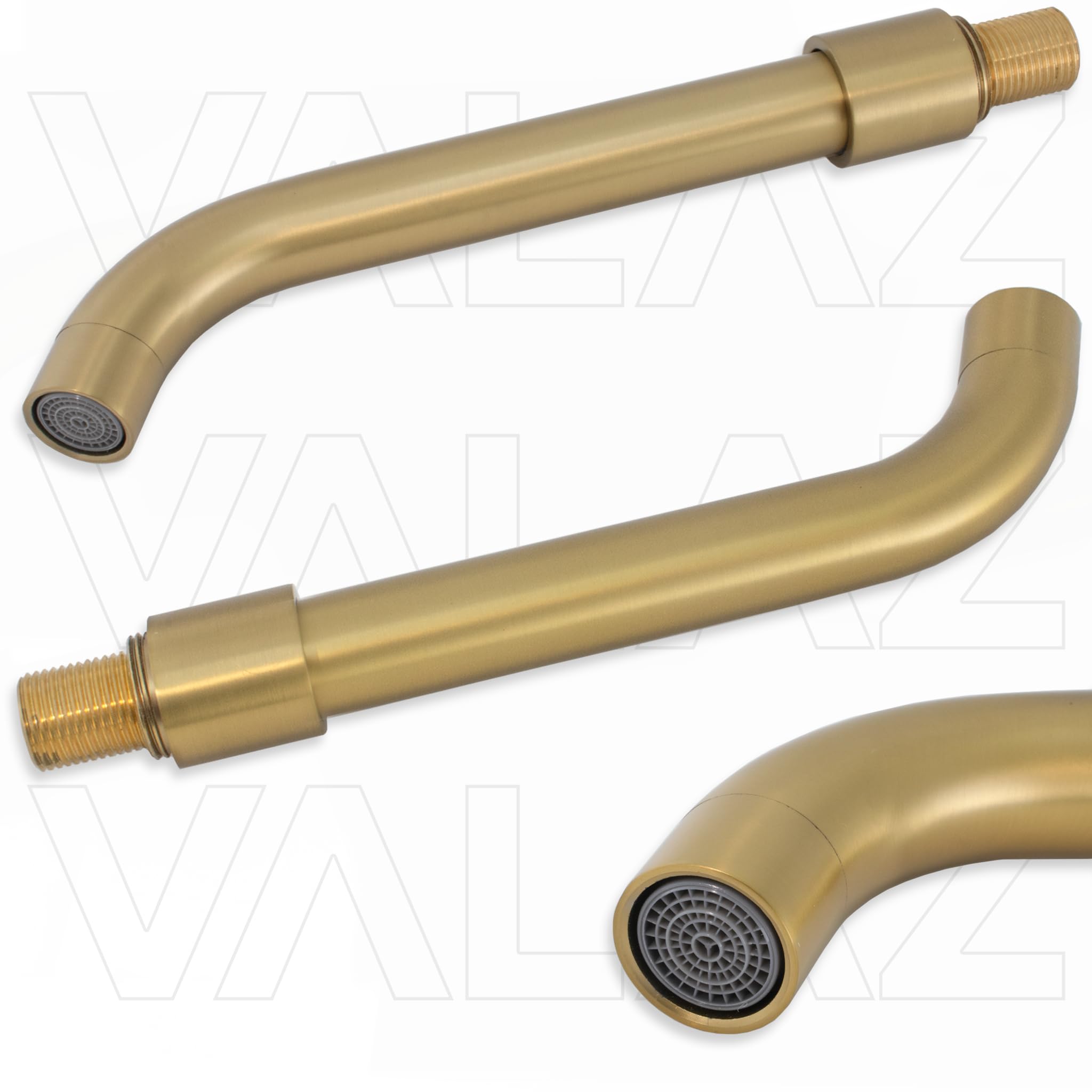 VALAZ Grifo Lavabo Oro Mate Cepillado Empotrado | Monomando, Mezclador Agua Fría y Caliente, Ahorro de Agua | Instalación Fácil y Rápida | Latón, Inoxidable, Elegante, Redondo, Serie Tuejar