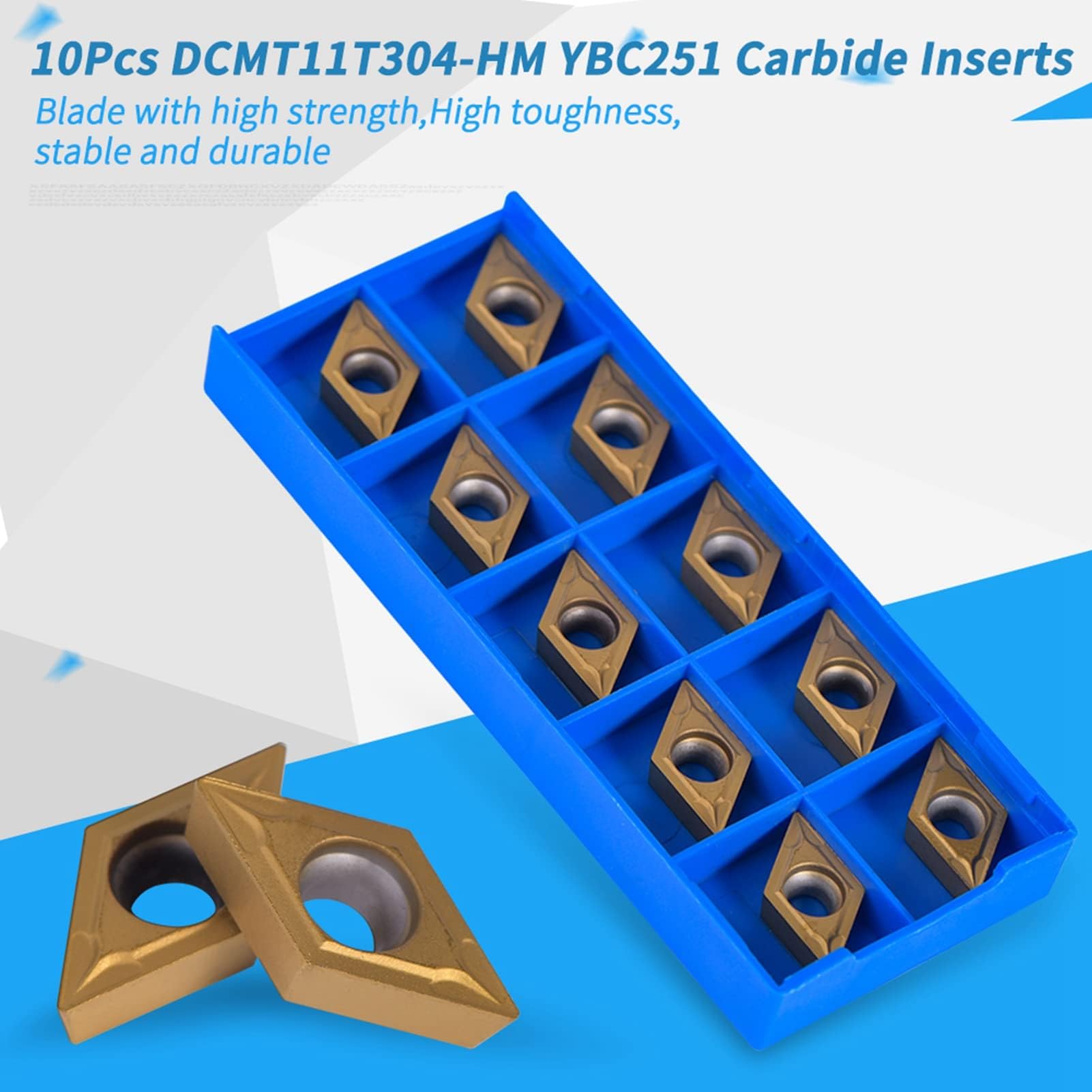 10 Sztuk Końcówki z Węglika CNC Wkładki Nóż do Cięcia DCMT11T304-HM YBC251 Narzędzia Tokarskie do Drewna Uchwyt Wkładka Zamienna z Pudełkiem