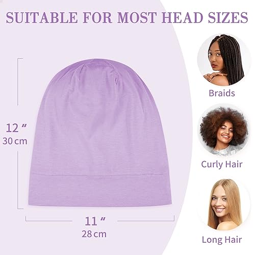 Miniatura 5 de LULUSILK Gorro de seda de morera para mujeres durmientes, gorro de dormir de seda real para cabello rizado y trenzas, envoltura de cabeza pura con