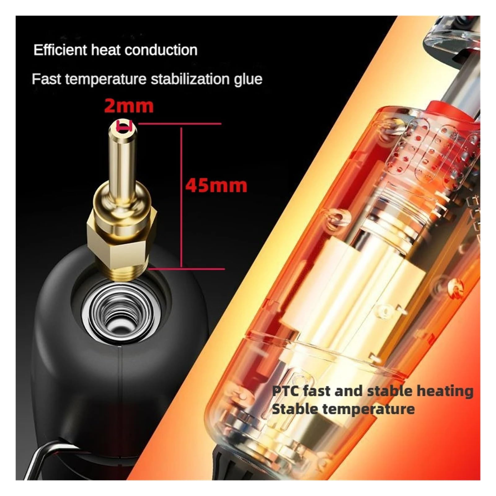 Pistola for colla a caldo da 300 W, display digitale, temperatura regolabile, ugello in rame, usa stick di 11 mm, strumento fai te for la casa, pistola for termica(Yellow,300W-Switch-Y)