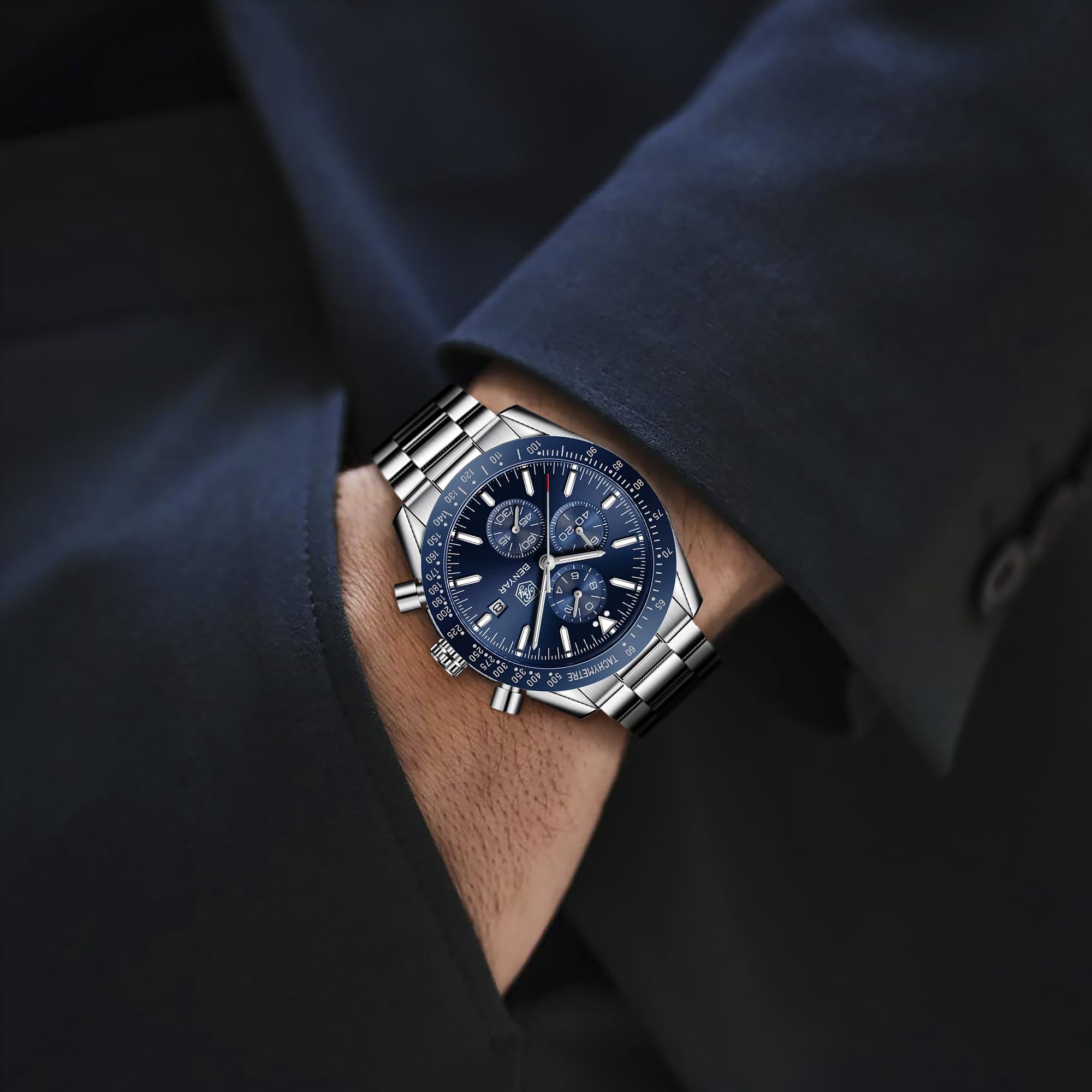BENYAR BY Orologio Uomo Cronografo Analogico al Quarzo Impermeabile Luminoso Orologio da Polso Sportivo Orologi Regali per Uomo