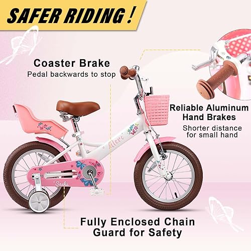 Miniatura 3 de Glerc Sasha - Bicicleta para niñas, de 12 a 20 pulgadas, para niños de 2 a 13 años, estilo retro vintage con asiento de bicicleta para muñecas,