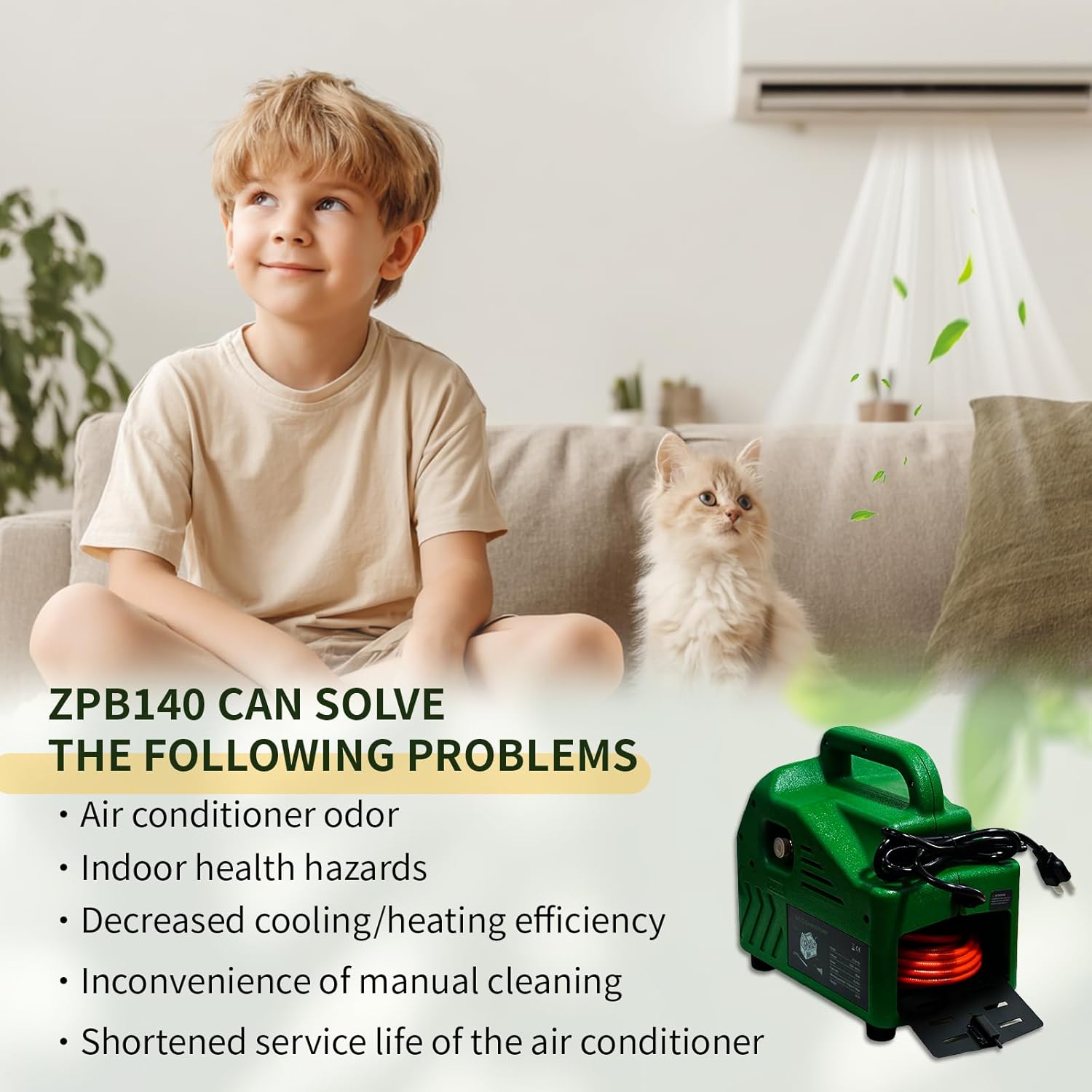 ZPB140 Port A Blaster HVAC Coil Cleaning, Portable Pressure Washer & Coil Jet Cleaner for AC Unit, 120V 80W with 4L/min Flow Rate & 0.7-1.0MPa Working Pressure, for Indoor or Outdoor Use