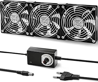 3 ventoinhas de 120 mm para PC, 12 V, com tomada de rede e regulador de velocidade contínuo para PC, portátil, TV, router, chassis, servidores de armário