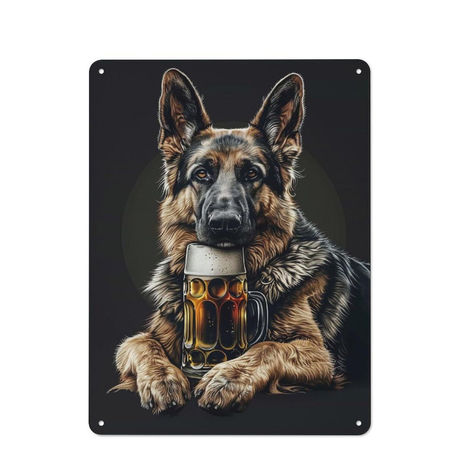 German Shepherd Beer Decorative Tin Sign 40x30cm, Old Fashioned Old Style Wall Plaque for Lounge, Study, Pub Or Wall Gallery