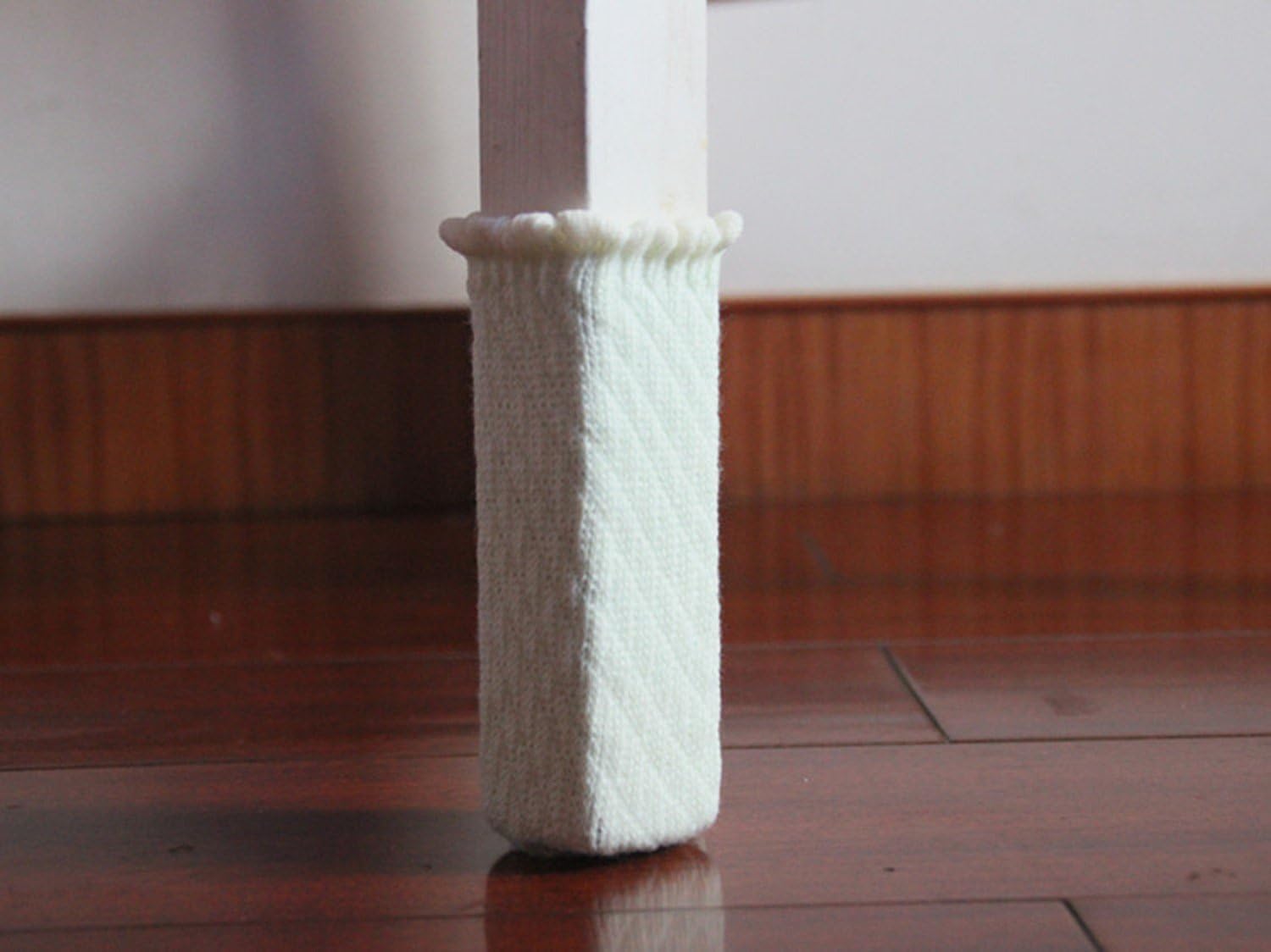 White Chair Socks,Furniture Protectors with Non-Slip Stripes Inside, Snug Fitting Chair Leg Floor Protectors,Noise Cancellation,Anti Skid Furniture Socks for Hardwood Floors 8pcs/Pack