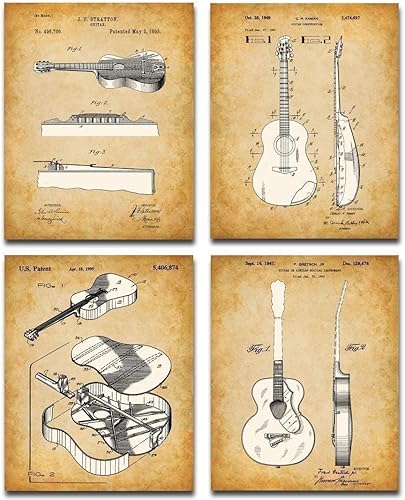 Miniatura 1 de Juego de cuatro fotos (8 x 10) pósteres de guitarra acústica, imágenes de pared de guitarra, gran póster de regalo para guitarristas, músicos, salas