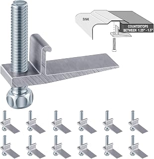 Dreyoo 12 Pack Drop in Sink Mounting Clips, Sink Clips for J Channel Stainless Steel Sinks, Rim Clips Works on J Hook Style Frames, Easy to Install, Rust Resistant Hardware