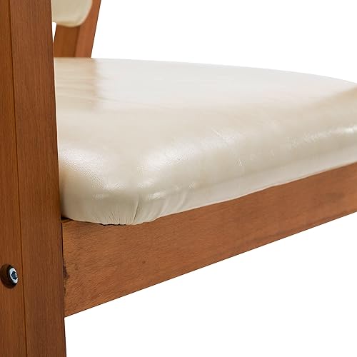 Miniatura 31 de NOBPEINT Mid-Century - Silla auxiliar de comedor con asiento de piel sintética en color negro, sillón en nogal, juego de 2 Negro