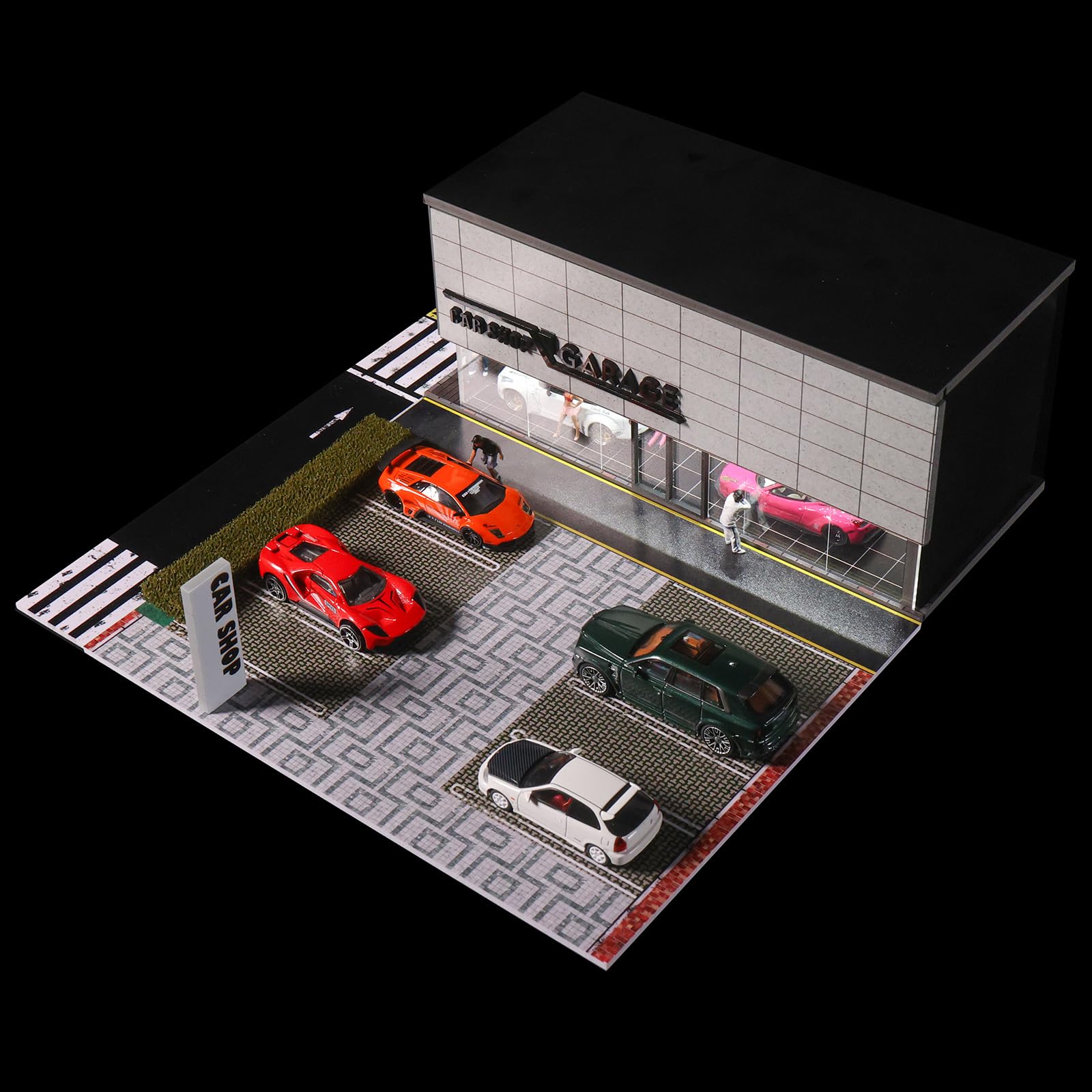G-FANS 1/64 Scale Parking Garage Diorama with LED Lights, Display