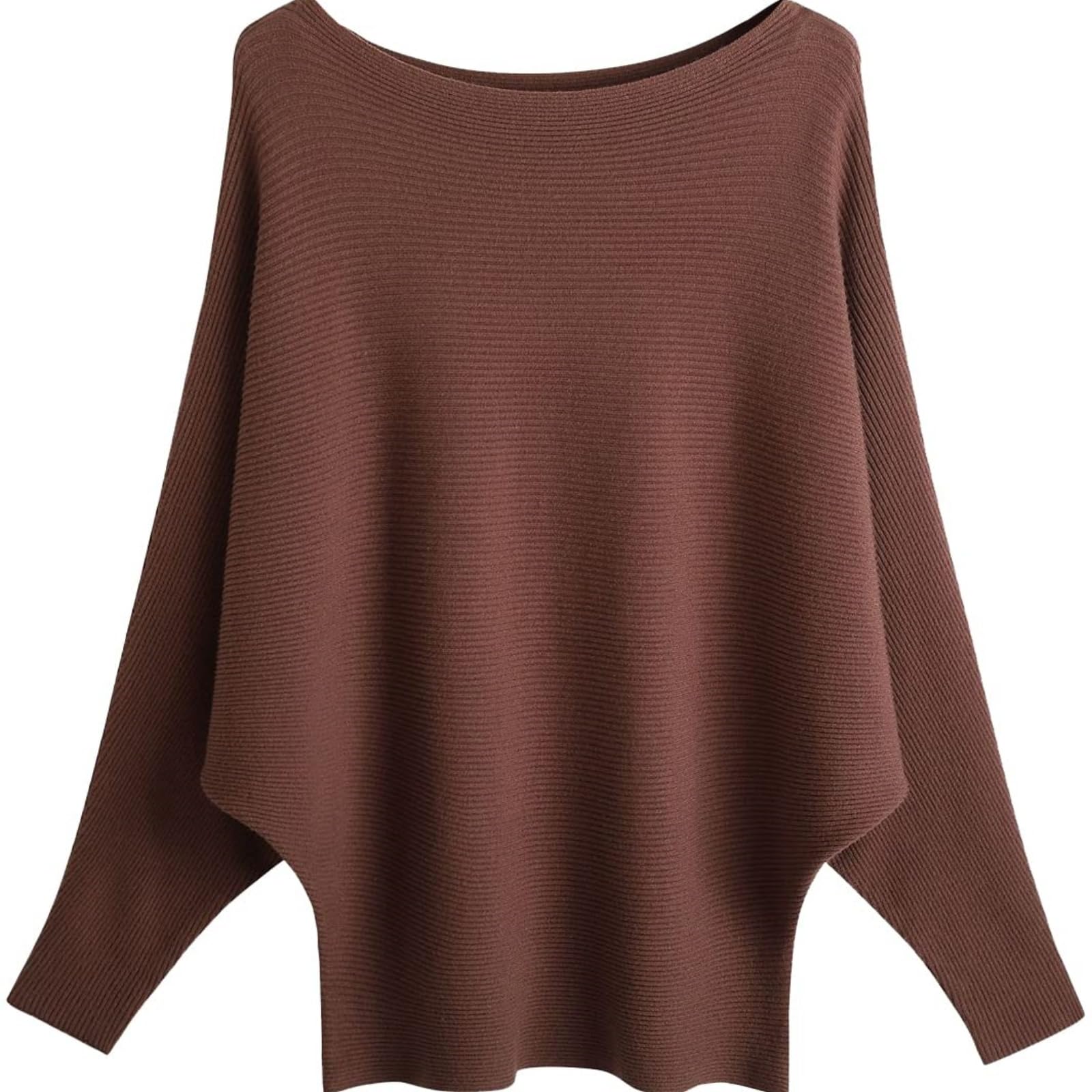 Generisch Damen-Strickpullover mit U-Boot-Ausschnitt und Fledermausärmeln, leichte Pullover-Oberteile, Einheitsgröße