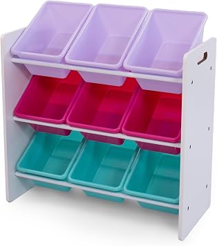 Humble Crew Kids Toy Organizer with 9 Bins, 3 Tier Storage for Playroom