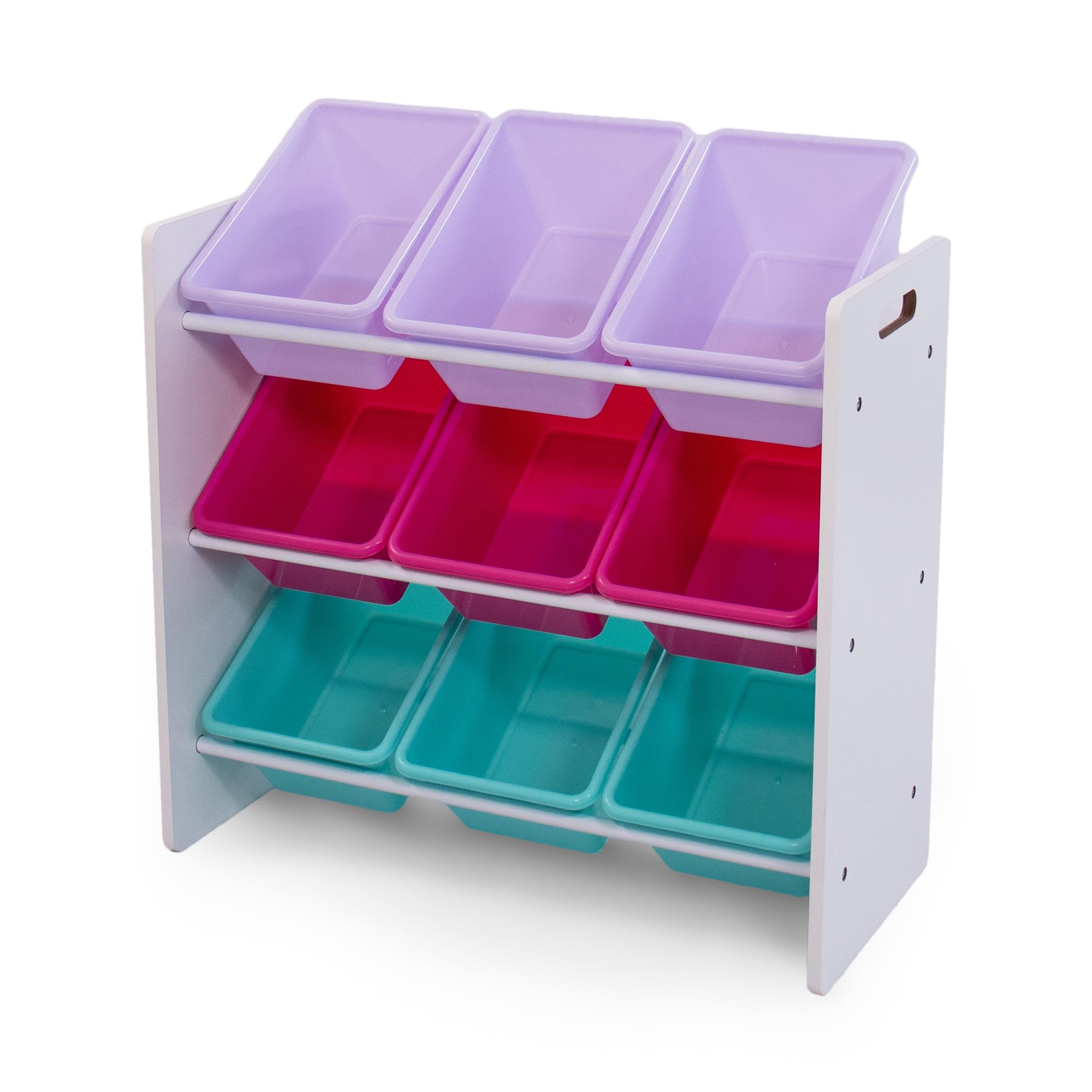 Humble Crew Children's Wooden Toy Organiser with 9 Storage Boxes, White/Pink/Purple — image 1
