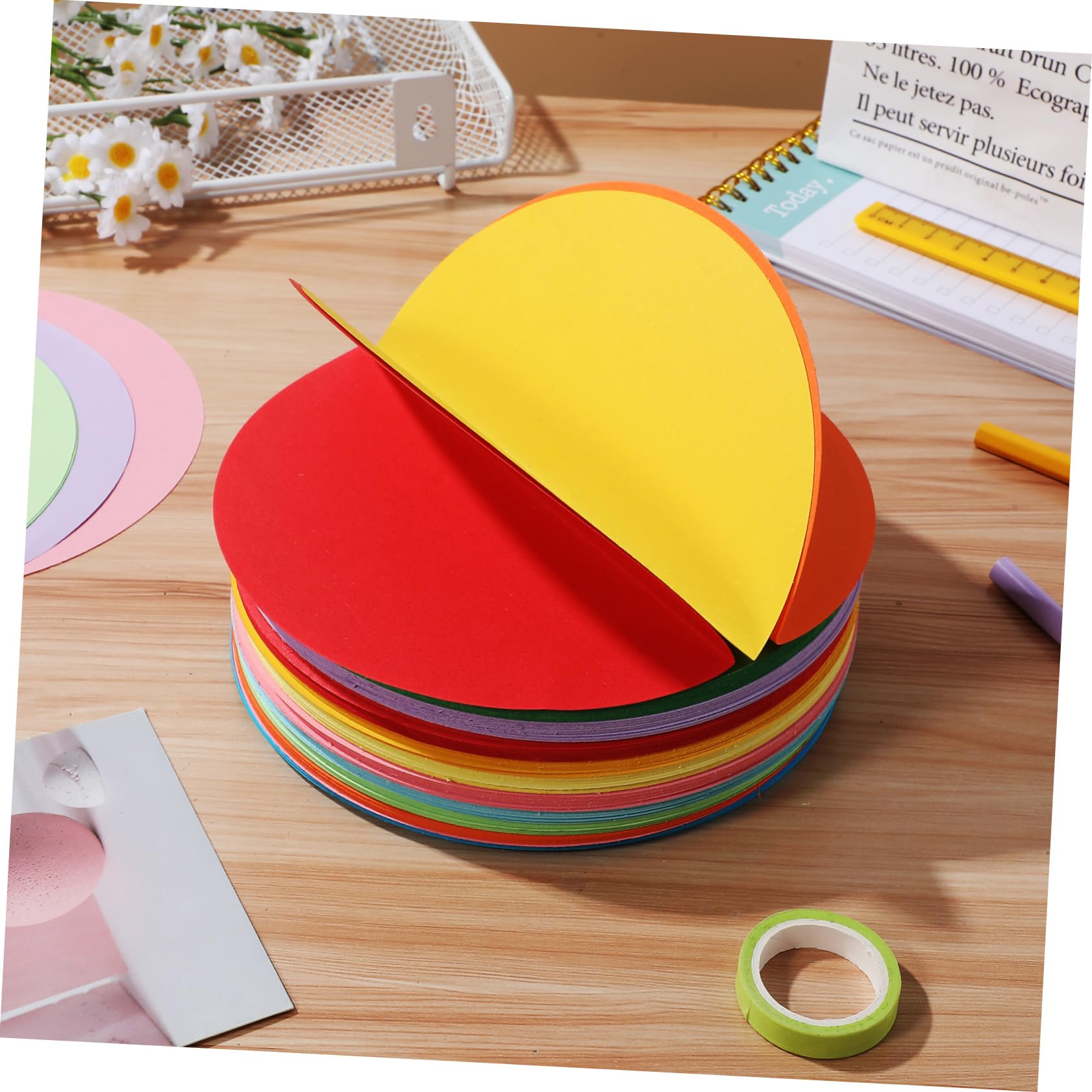 STOBOK 500 Blatt Farbiges Origami Papier in Runden Kreisen Stabiles Bastelpapier für Vielseitige Verwendung und Dekoration für Kinder und Anfänger