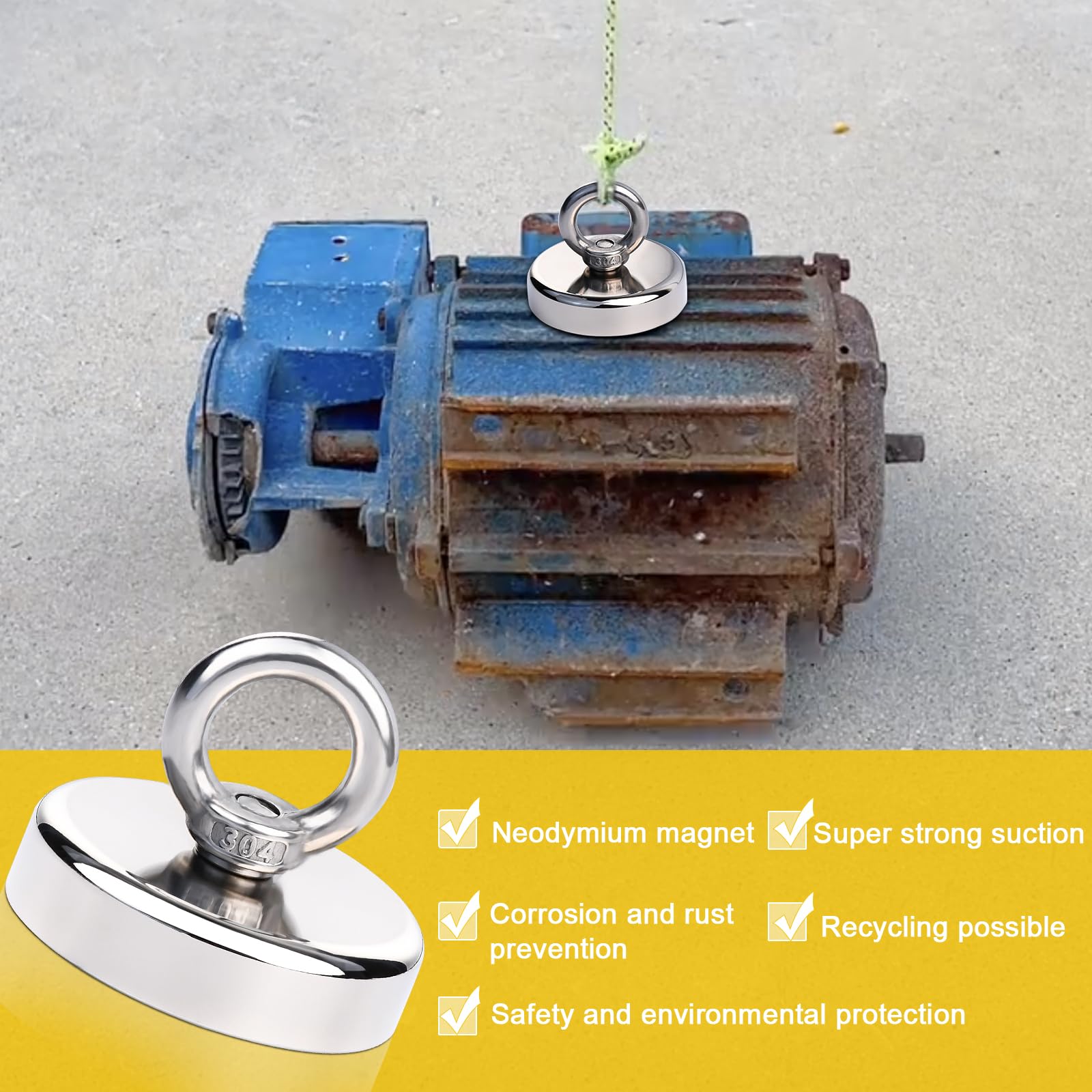 150 Pound Pull Magnetic Pickup Tool TNM 150 Lb Pull Retrieving Magnet ...
