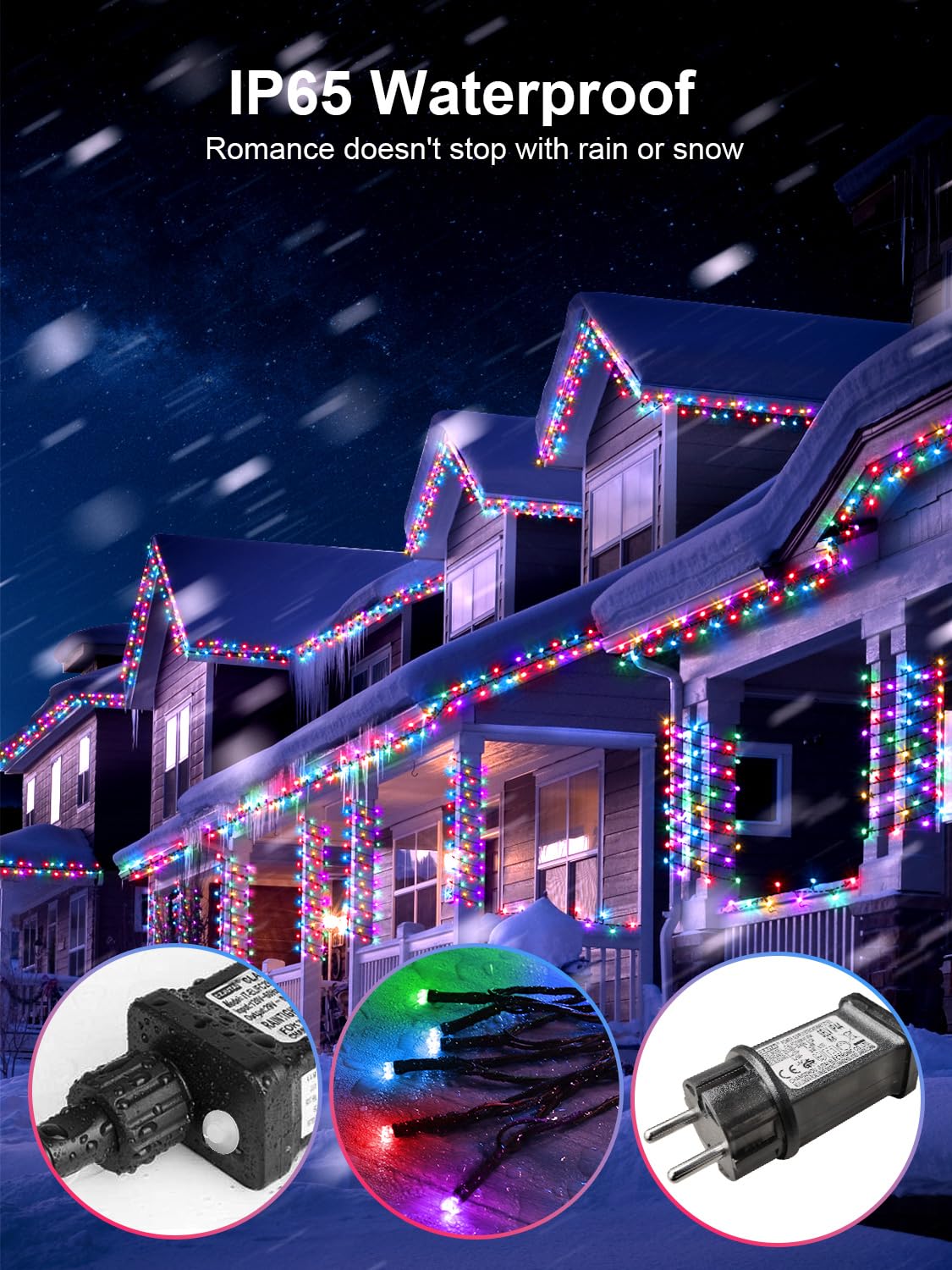 ARKOCHIC 35M Luci Albero di Natale, 300 LED Luci Natalizie da Esterno ed Interno, 8 Modalità con e Telecomando Lampade di Natale per Giardino, Balcone, Casa, Festa (Multicolore)