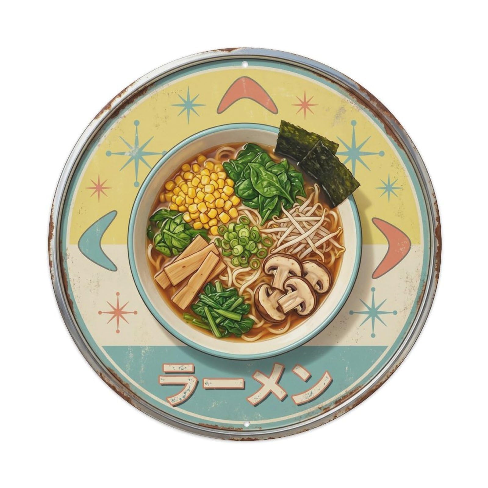 Cxhjca 8X8inch(20X20cm) Ramen Japanese Restaurant Kitchen Retro Cafe Cuisine Metal Tin Sign