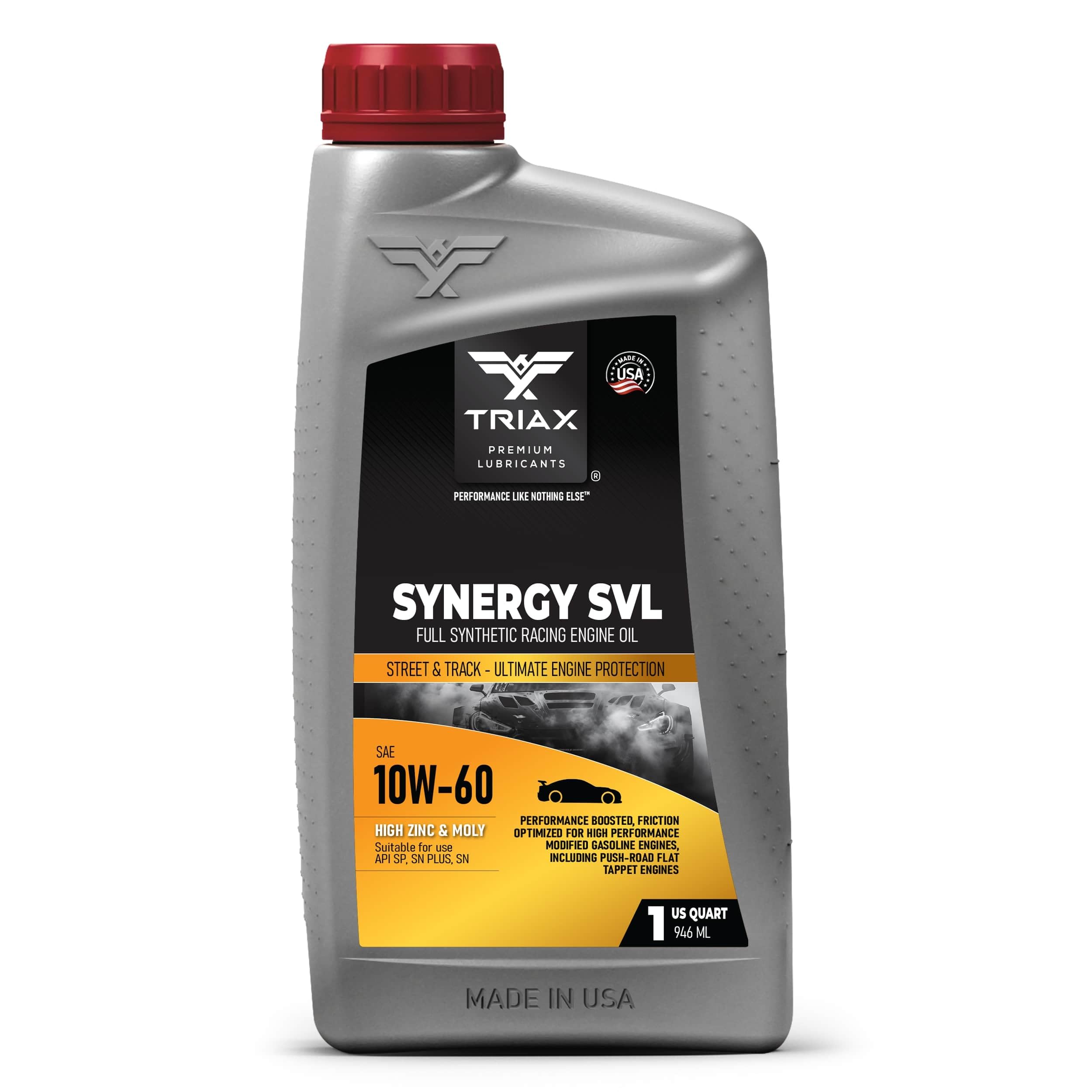 TRIAX Synergy SVL 10W-60, Racing Grade, Full Synthetic Engine Oil, Street and Track Formulation (1 Quart)