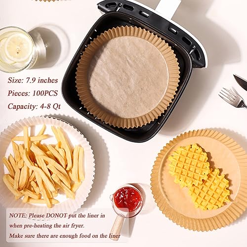 Miniatura 8 de Disposable Baking Paper Sheet for Air Fryer Round Non-Stick Parchment Paper Liner Unbleached  100PCS-63 inches