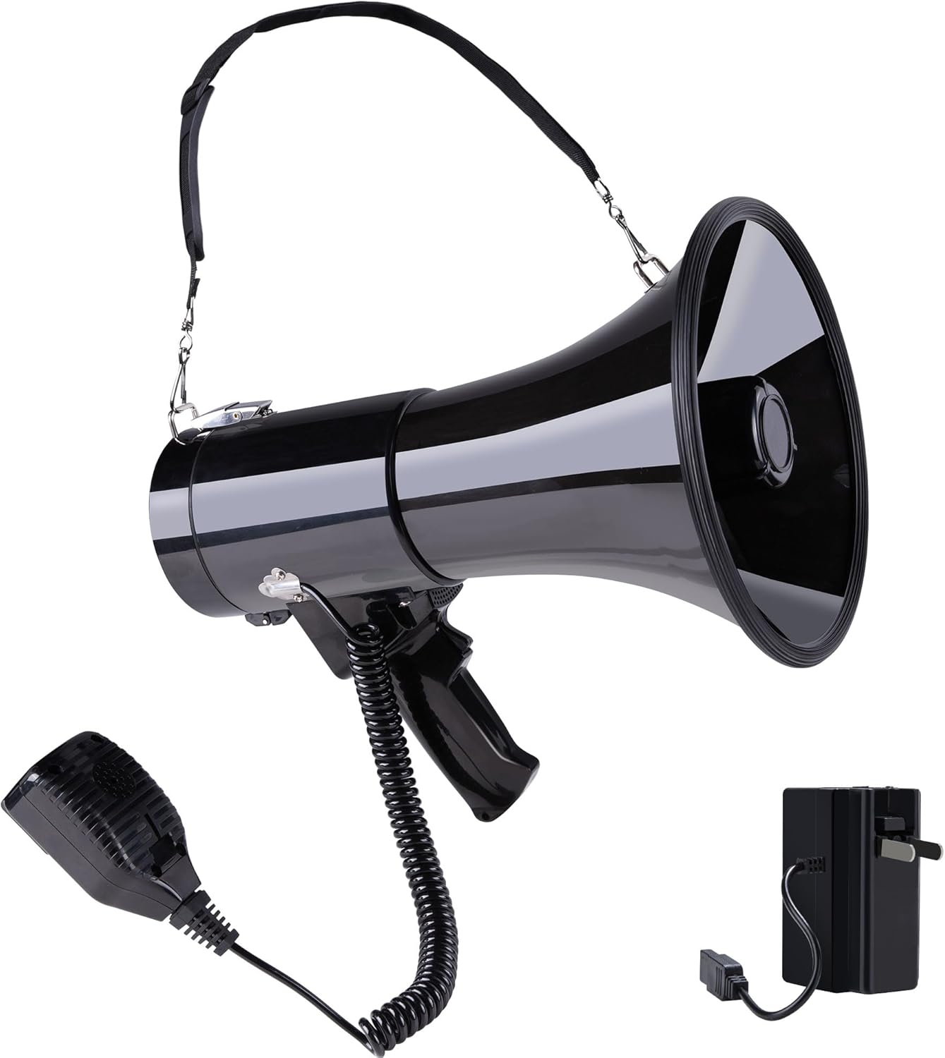 Loundmore 50 Watt Rechargeable Megaphone Speaker with Battery High Power Bluetooth Bullhorn with Siren Ideal for Outdoor Activities Coaching Football Cheerleaders or for Safety Drills