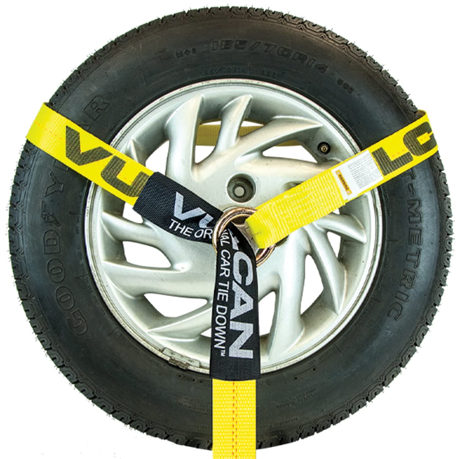 Photo 1 of VULCAN Wheel Dolly Tire Harness with Universal O-Ring - Lasso Style - 2 Inch x 96 Inch - Classic Yellow 