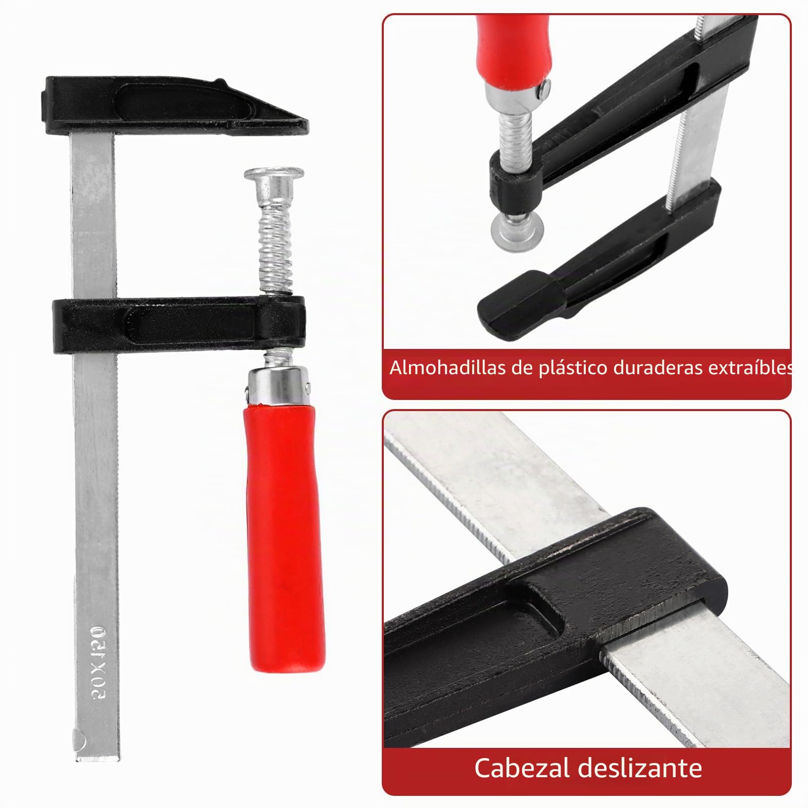YAYODS Juego de 10 abrazaderas de tornillo, ancho de 150 mm/200 mm, profundidad de la mula de 50 mm/80 mm, pequeñas para madera, rieles de guía, fijación precisa