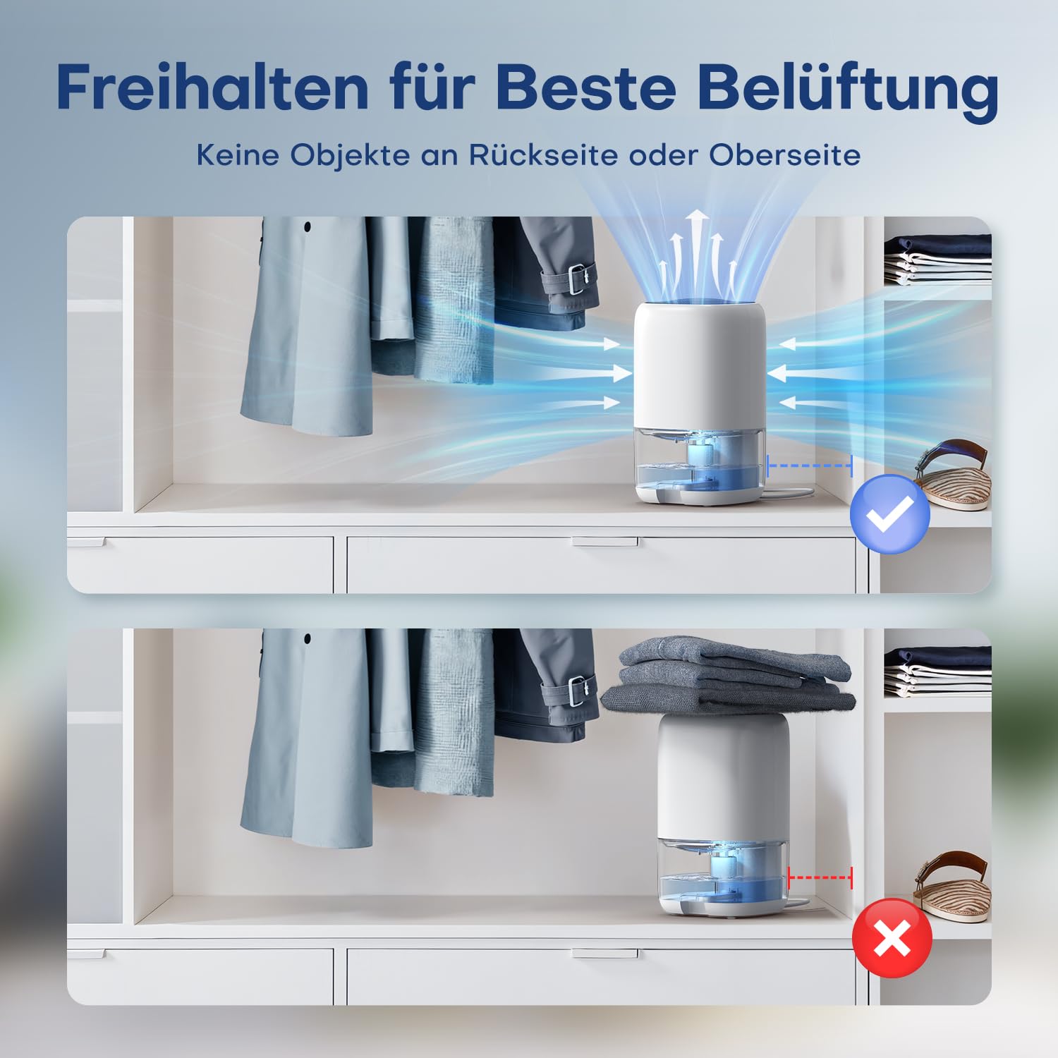 Luftentfeuchter 1000ML, Luftentfeuchter Elektrisch für Zuhause mit 7 Farbiger LED, Kompakt, Leise & Effizient für Kleine Räume, Ideal für Badezimmer, Schrank