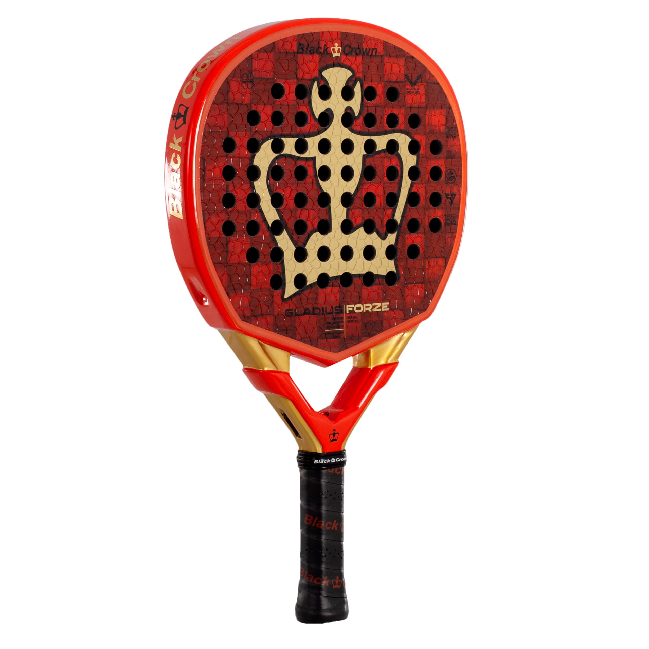 Black Crown - Pala de Pádel Gladius Force - 18K Alucarbono + 3K Carbono - Goma Hard EVA Black - Forma híbrida - Potencia 60% y Control 40% - Jugadores intermedios y avanzados - Peso 355-370g