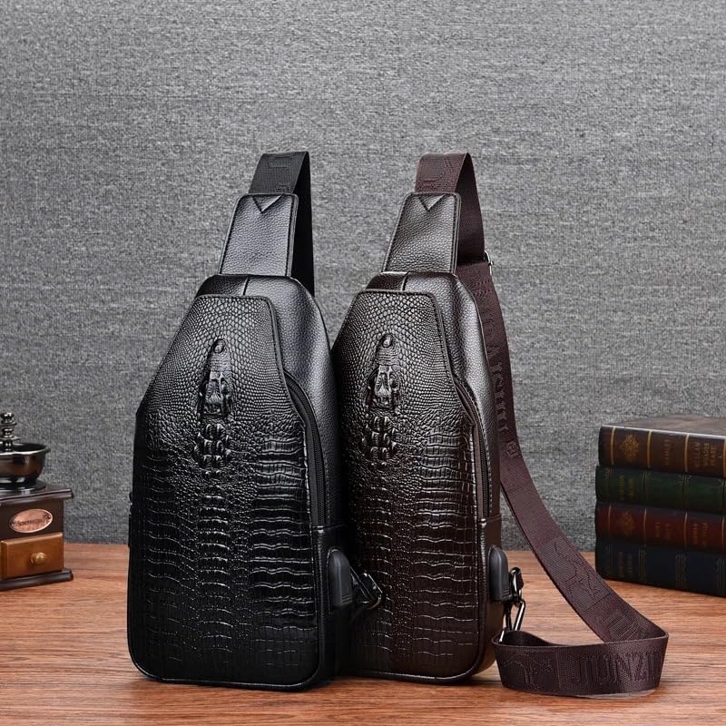 Crocodile Leather Sling Bag Crossbody Backpack for Men Women Unisex3
