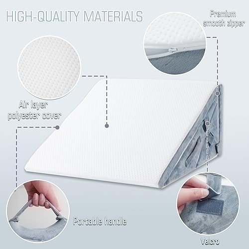 Miniatura 4 de FSCGIFE Almohada de cuña de cama para dormir, almohada de cuña ajustable 20 en 1 para después de la cirugía, almohada triangular de espuma