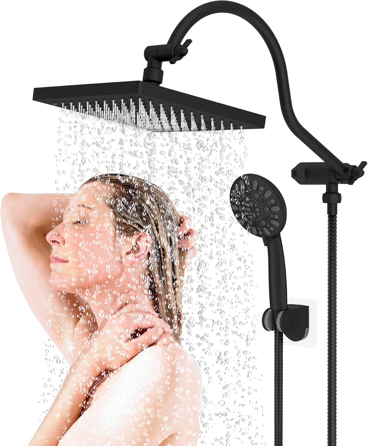 Hibbent 8 Inch High Pressure Rainfall Shower Head / Handheld Showerhead