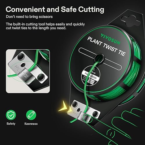 Miniatura 2 de VIVOSUN Corbata giratoria recubierta de polietileno de 164 pies, dispensador de carrete con cortador seguro para plantas de jardín multifunción,